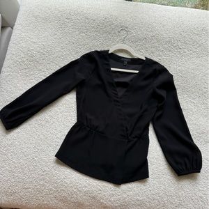 J Crew Long Sleeve V Neck Black Blouse